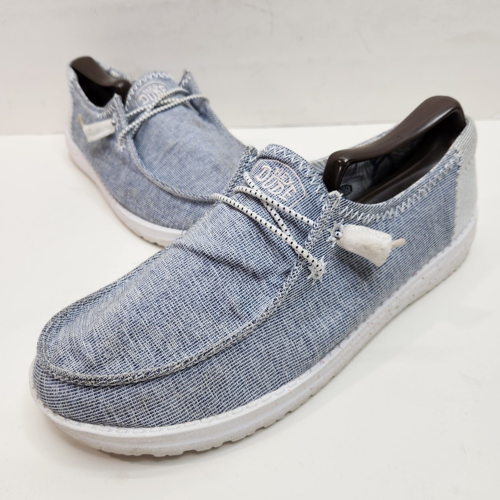 Hey Dude Wendy Star Azora Blue Chambray Moc Toe Loafers Womens Size 10 40080-4LM